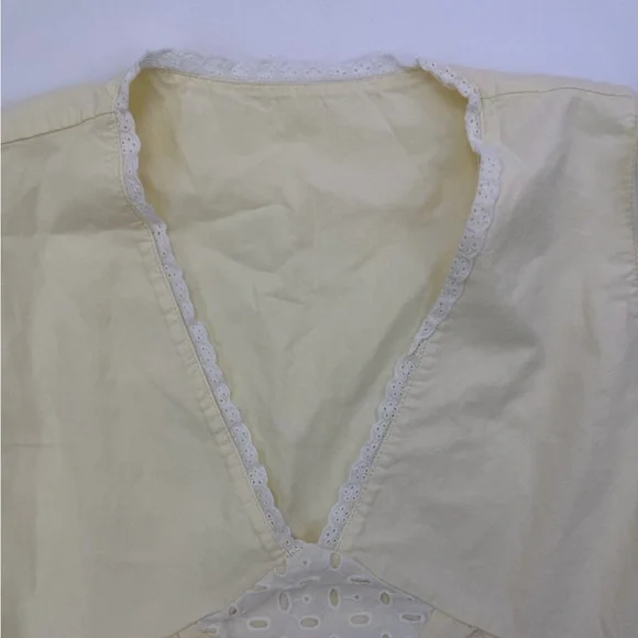 vintage inspired cotton mini dress in butter yellow Small - Picture 4 of 9